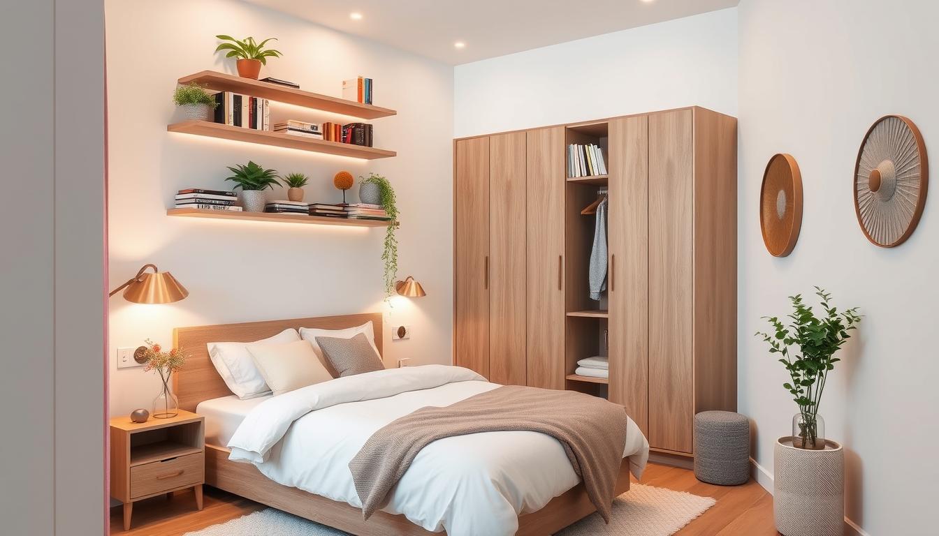 vertical storage is key for small bedrooms