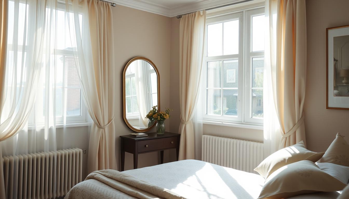 window treatments and mirror placement for small bedroom decor